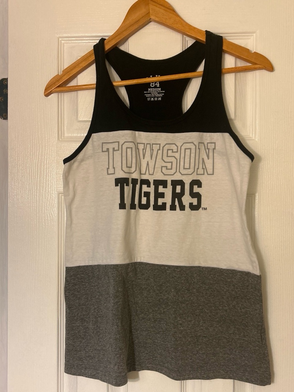 Towson Tigers Black Tank with White Print